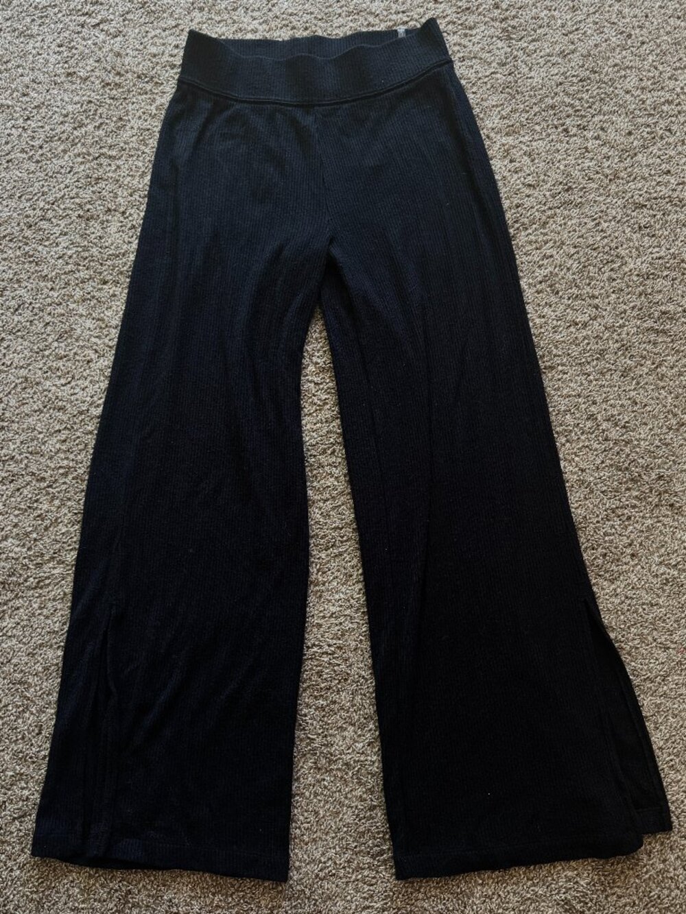 Travis Mathew Ribbed Black Lounge Wide Leg Pants Size Medium